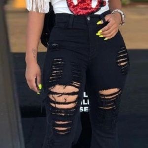 Black distressed jeans